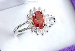 Engagement Romantic Wine Red Gemstone in  925 Sterling Silver Ring (Size 8)Filled Jewelry